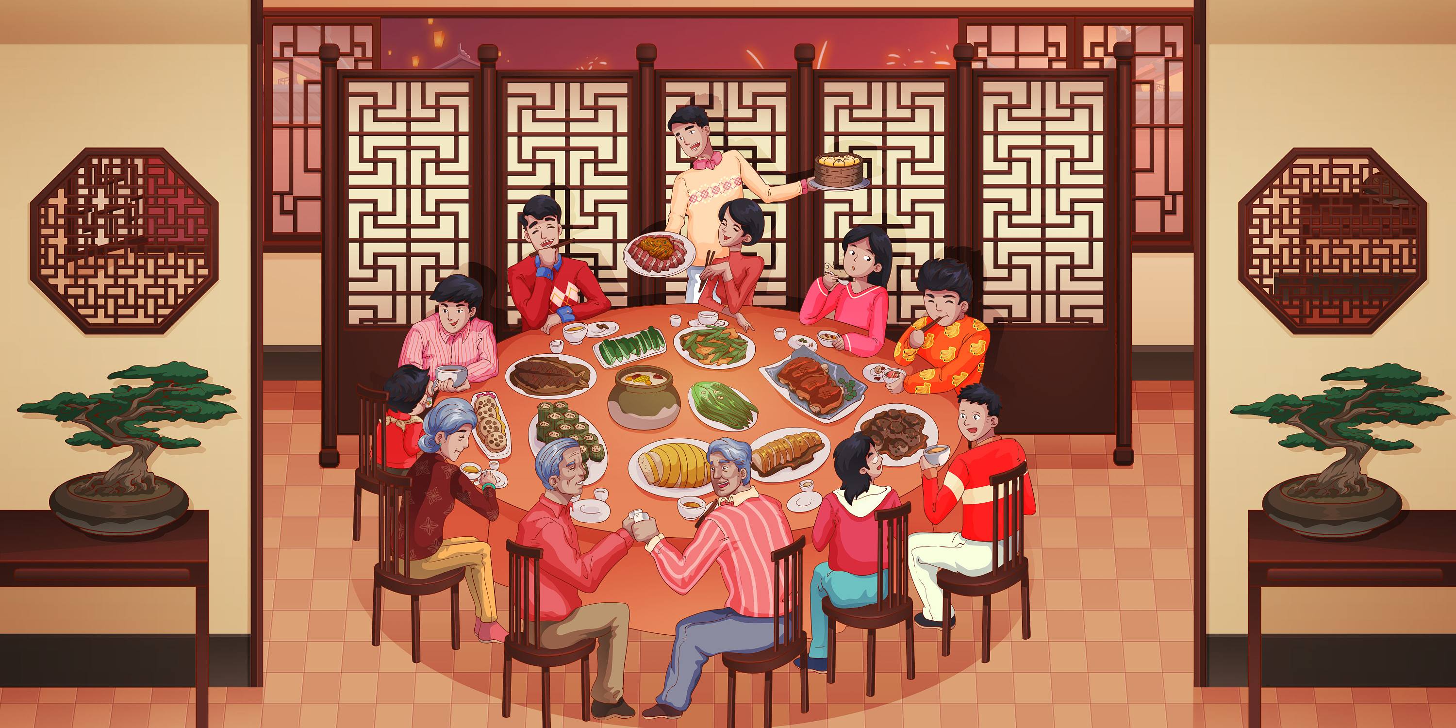 年夜饭团圆饭吃饺子特写高清图片下载-正版图片500771638-摄图网
